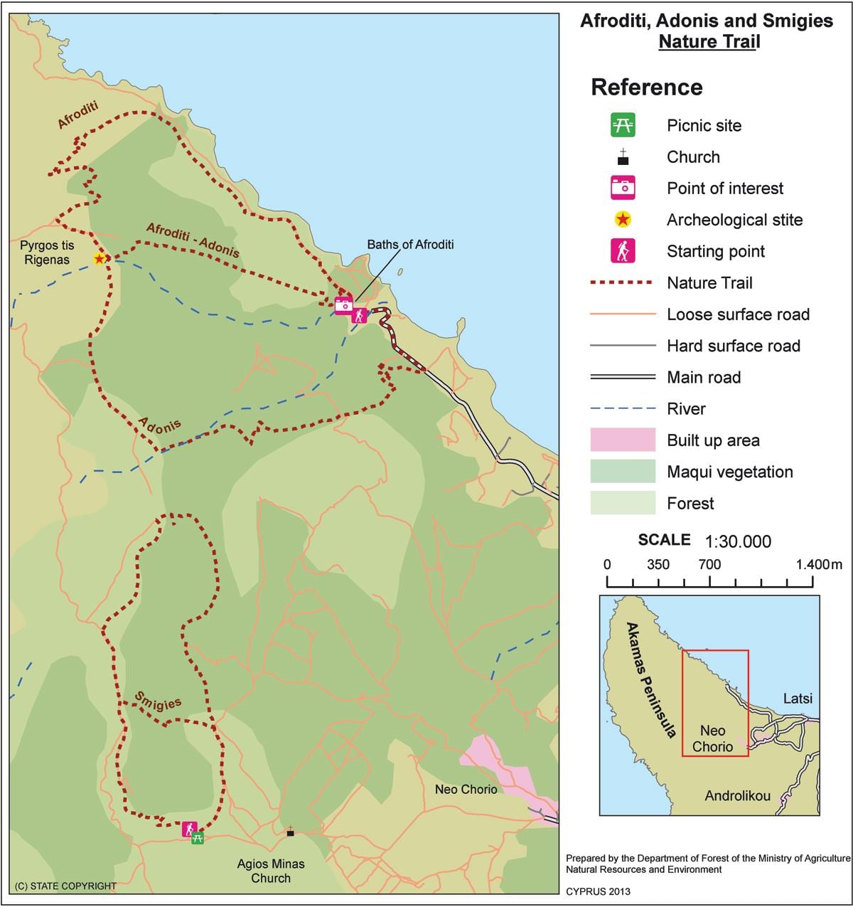 Mapa d'afrodita camí de Xipre 