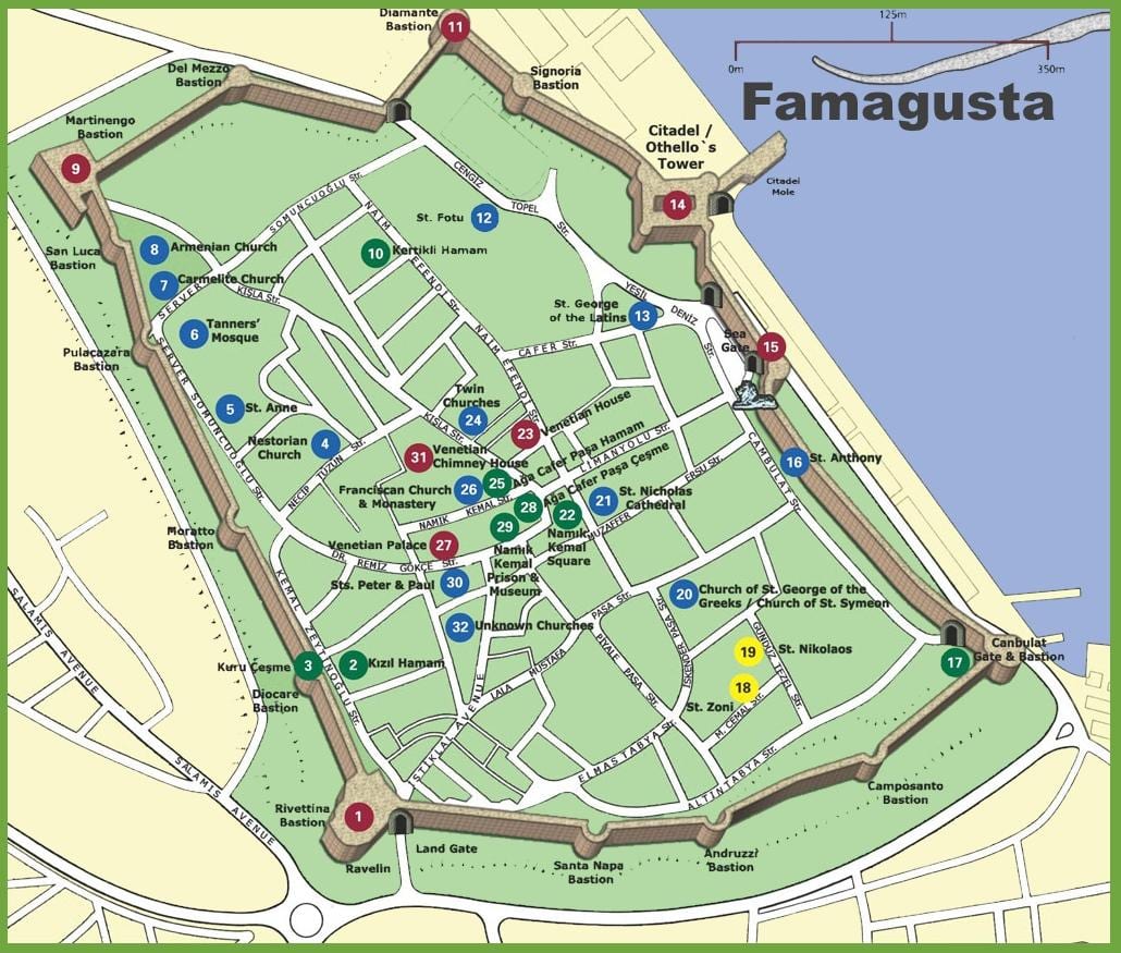 mapa de famagusta nord de Xipre