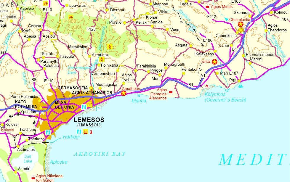 Xipre camps de golf mapa