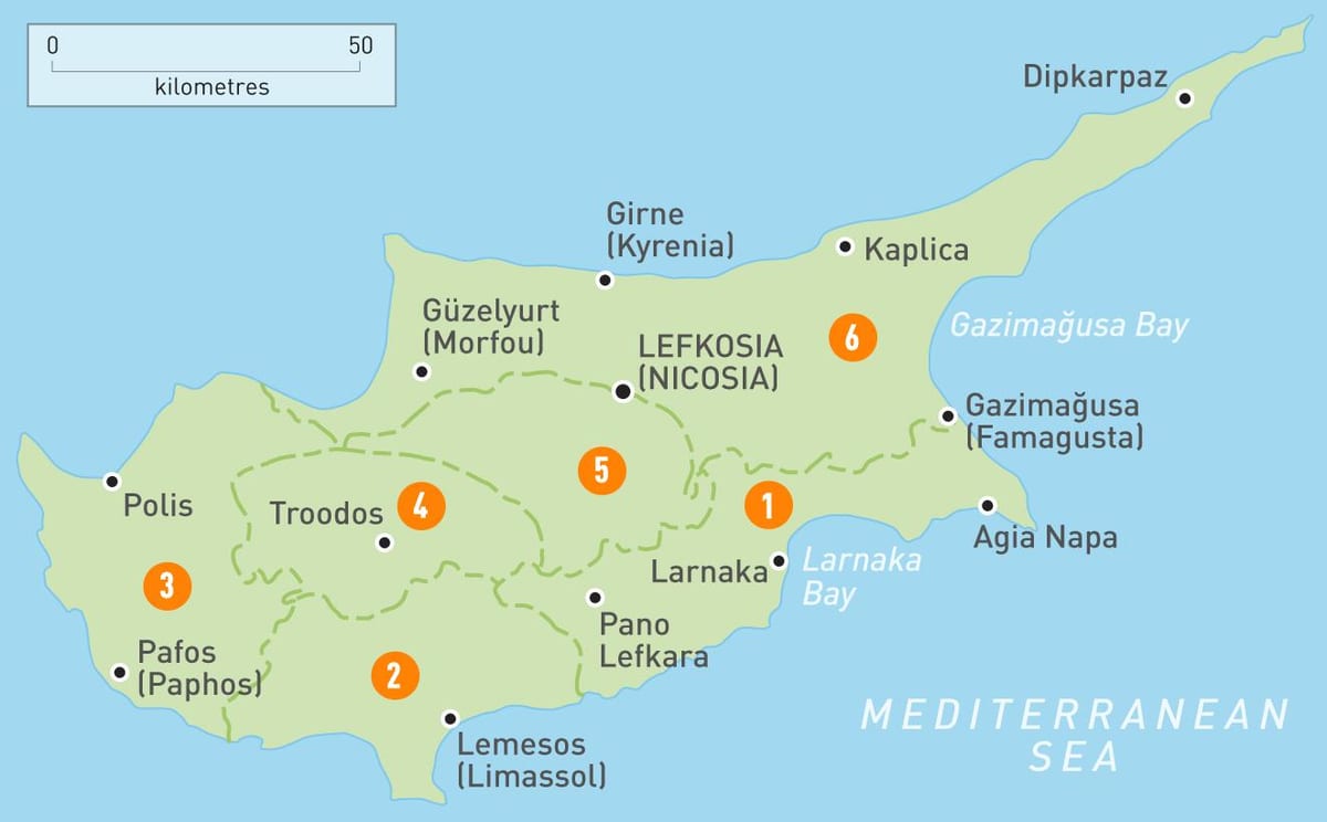 mapa de Xipre i els seus voltants