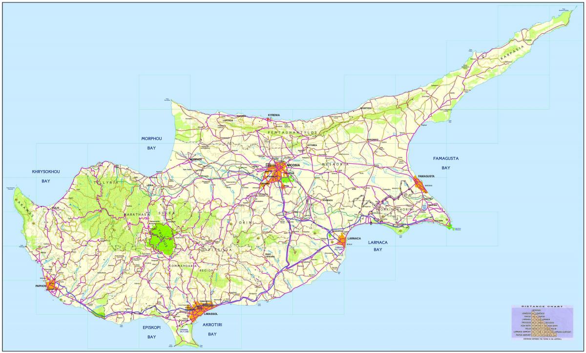 un mapa de Xipre