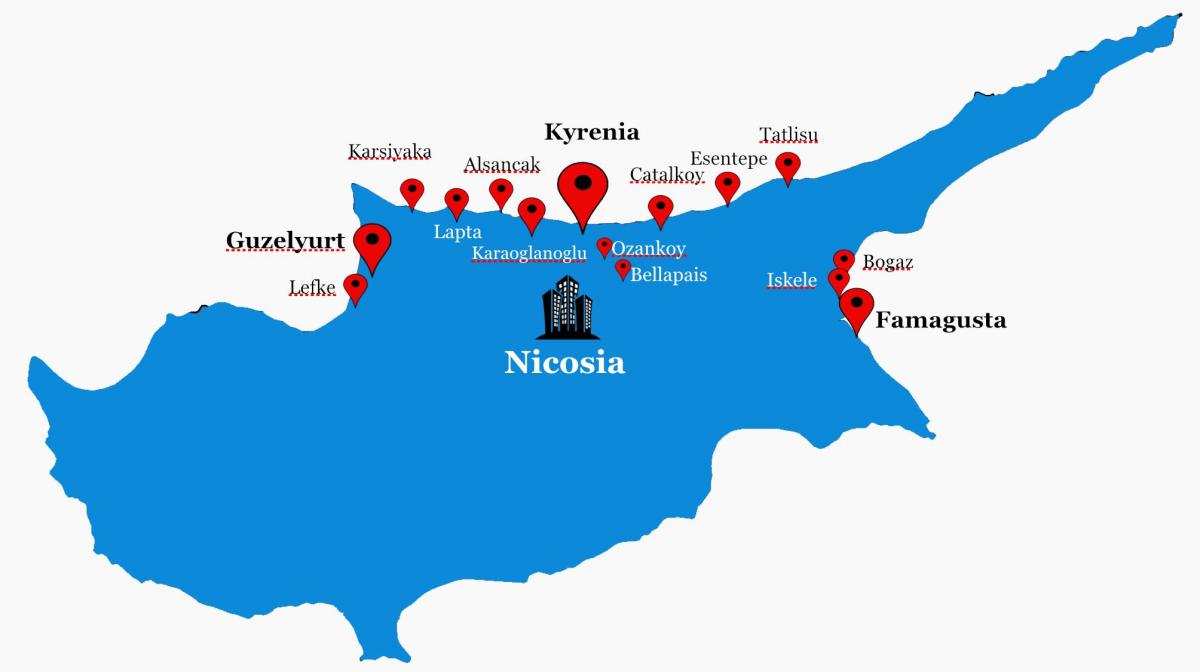 nord de Xipre mapa de carreteres