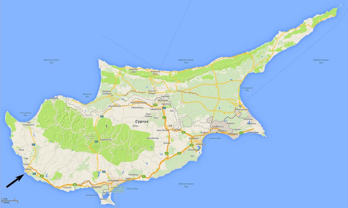 mapa de Xipre paphos