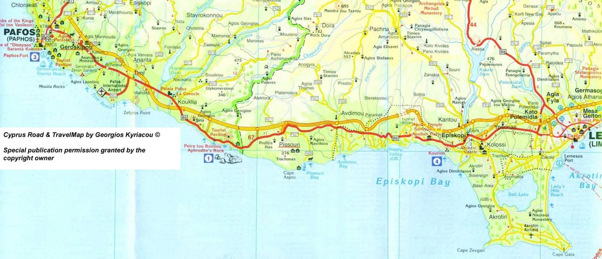 Mapa de pissouri platja Xipre 