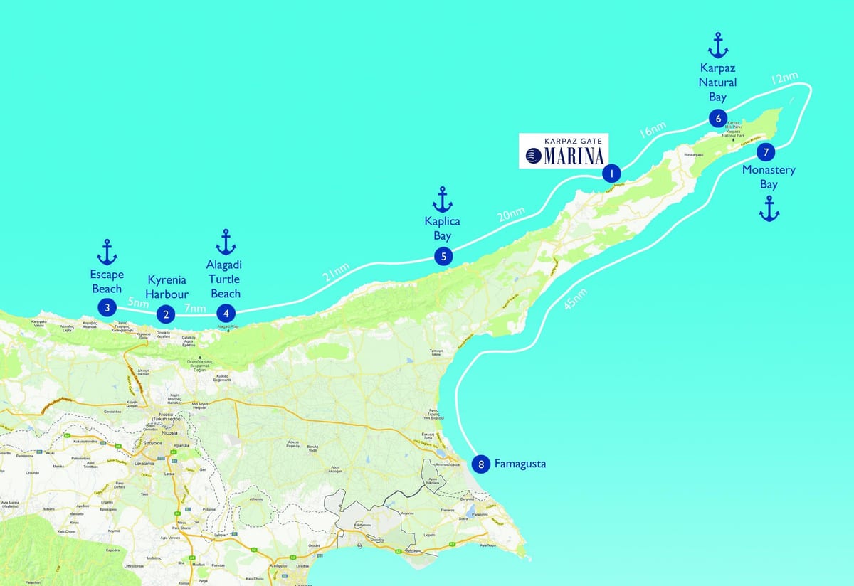 Mapa de platja de tortuga Xipre