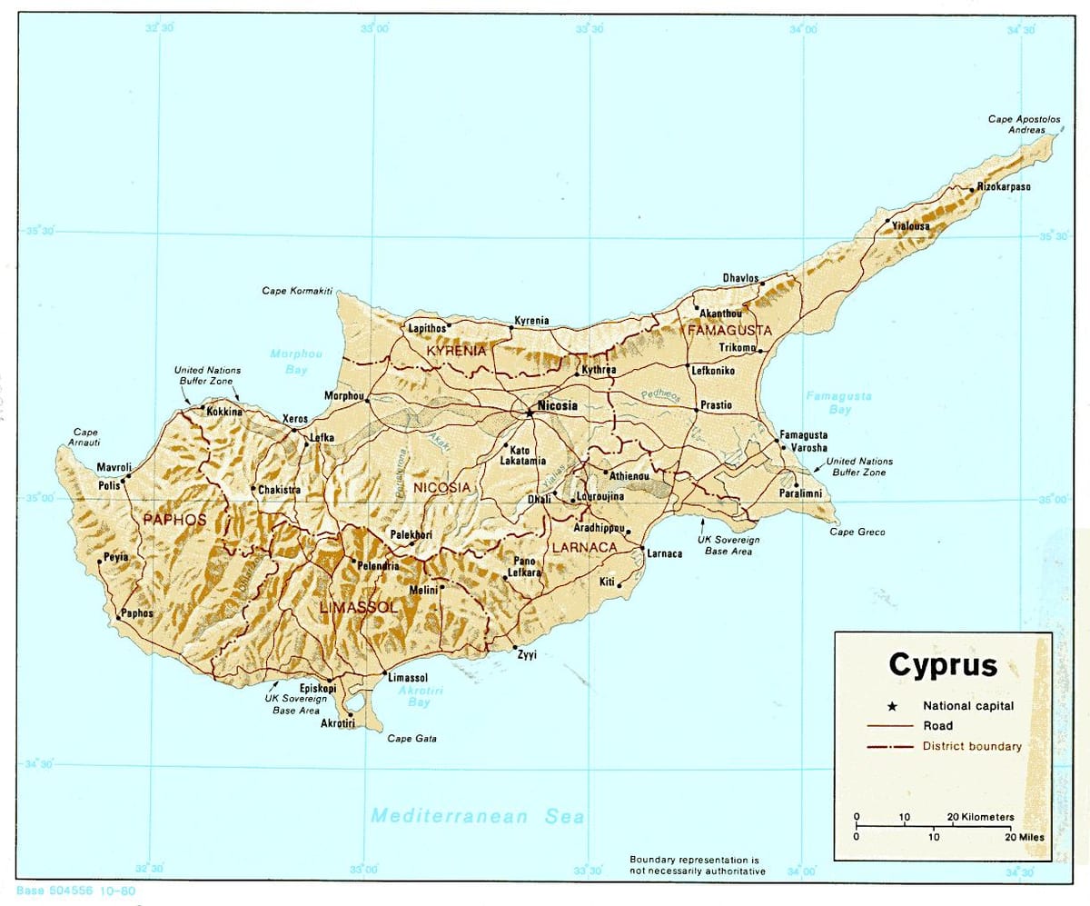 Mapa de Xipre continent