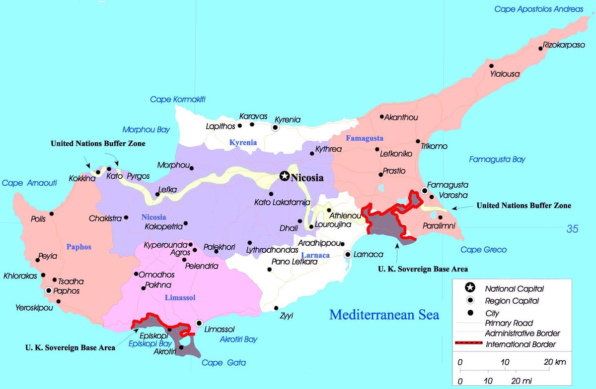 Mapa de Xipre política