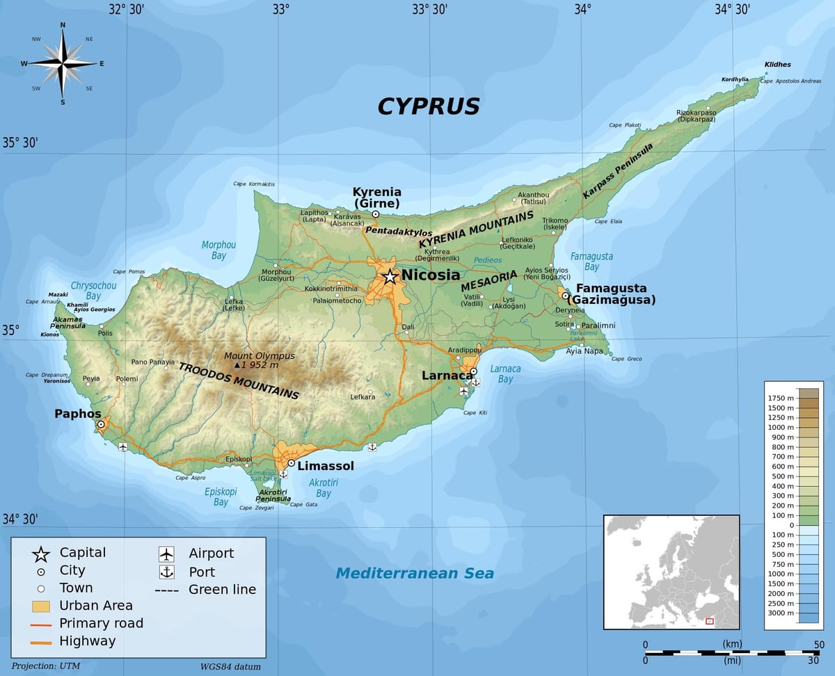 Xipre geografia mapa