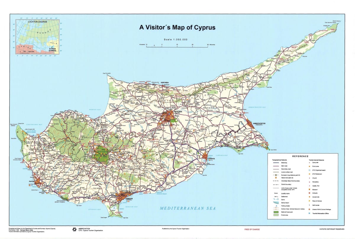 Mapa de Xipre turisme