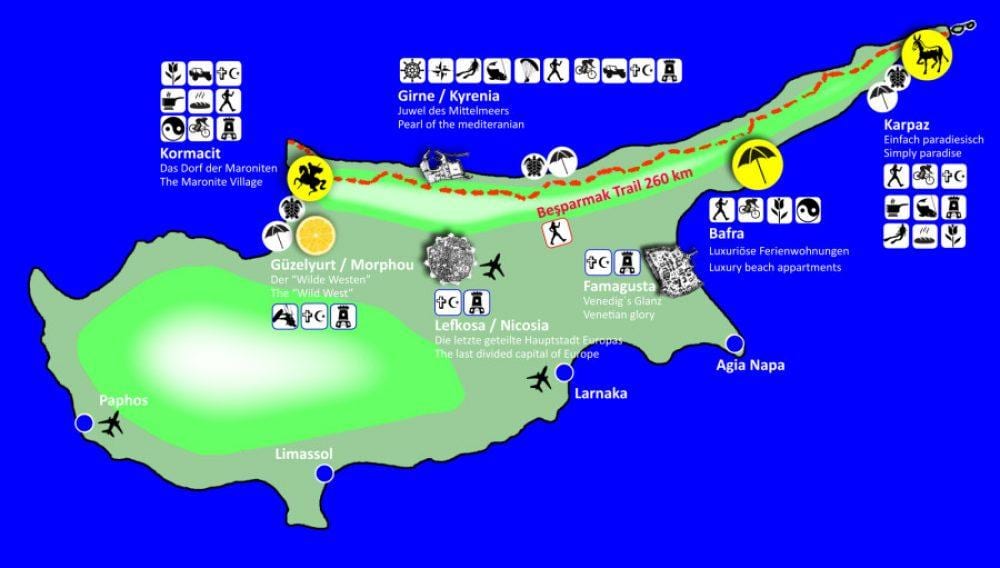 Xipre rutes de senderisme mapa