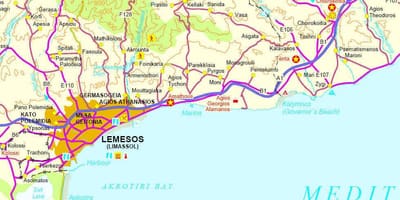 Xipre camps de golf mapa