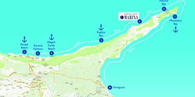 Mapa de platja de tortuga Xipre