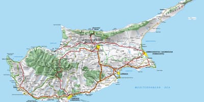 Mapa de Xipre creuar la frontera punts