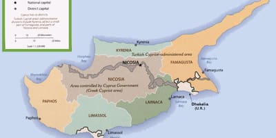 Mapa de Xipre frontera