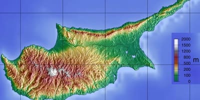 Mapa de Xipre muntanyes