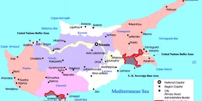 Mapa de Xipre política