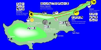 Xipre rutes de senderisme mapa